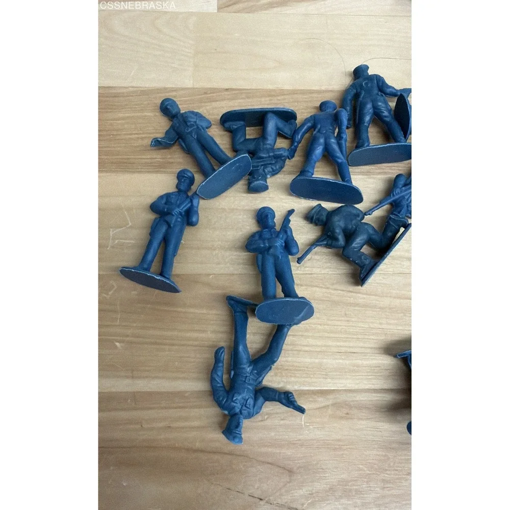 Vintage Blue Plastic Toy Soldiers Lot 46 Marx MPC Style Civil War Army Men